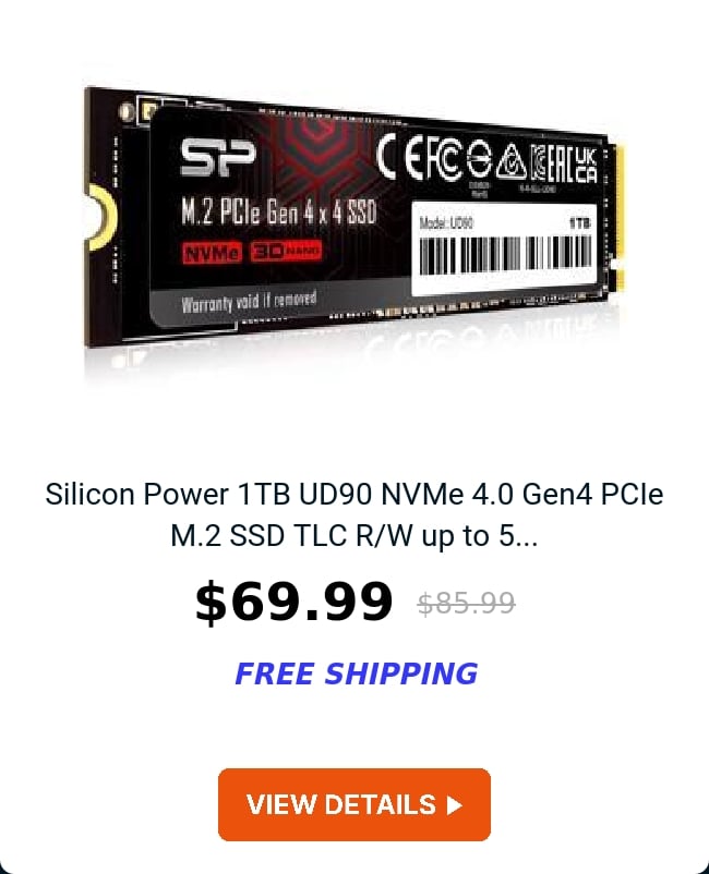 Silicon Power 1TB UD90 NVMe 4.0 Gen4 PCIe M.2 SSD TLC R/W up to 5...