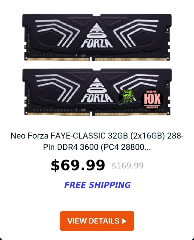 Neo Forza FAYE-CLASSIC 32GB (2x16GB) 288-Pin DDR4 3600 (PC4 28800...