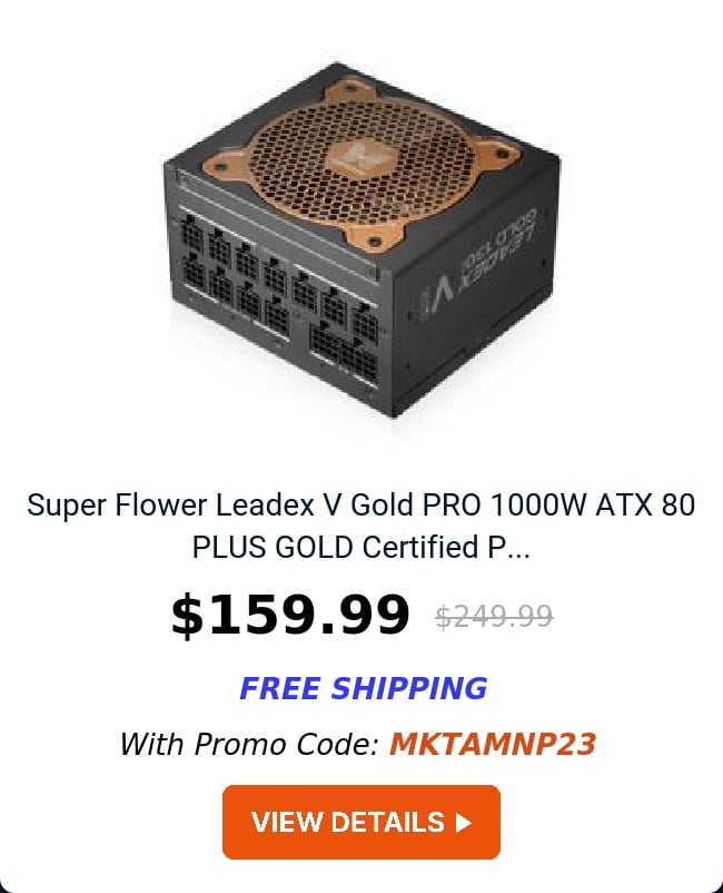 Super Flower Leadex V Gold PRO 1000W ATX 80 PLUS GOLD Certified P...