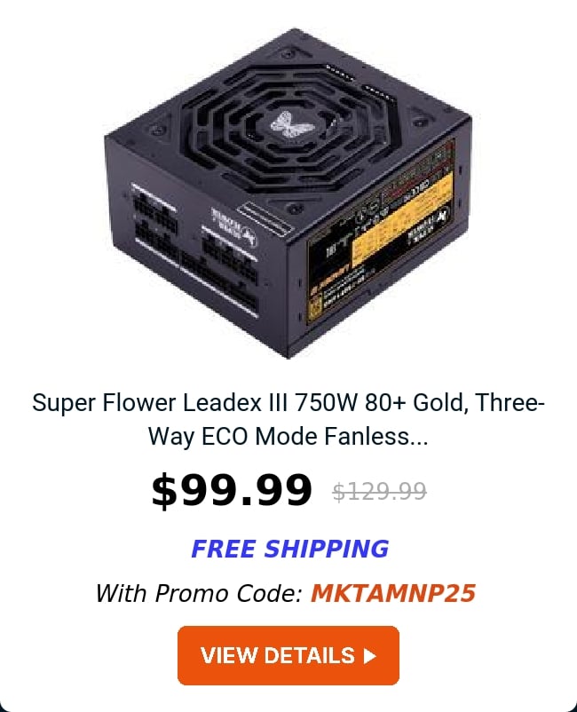 Super Flower Leadex III 750W 80+ Gold, Three-Way ECO Mode Fanless...