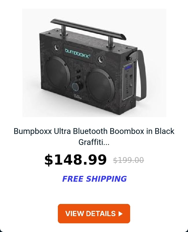 Bumpboxx Ultra Bluetooth Boombox in Black Graffiti...