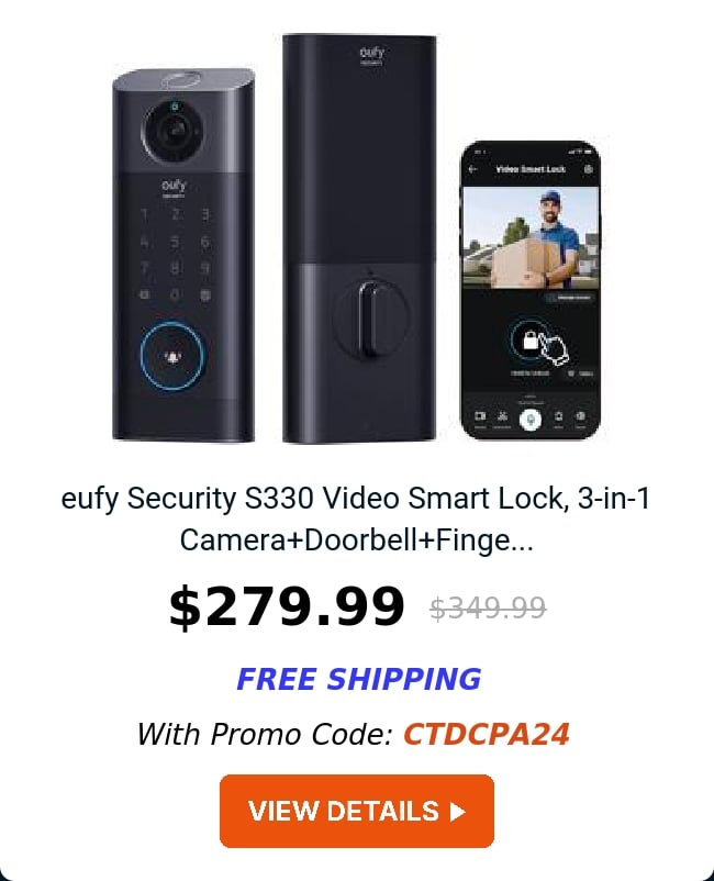 eufy Security S330 Video Smart Lock, 3-in-1 Camera+Doorbell+Finge...