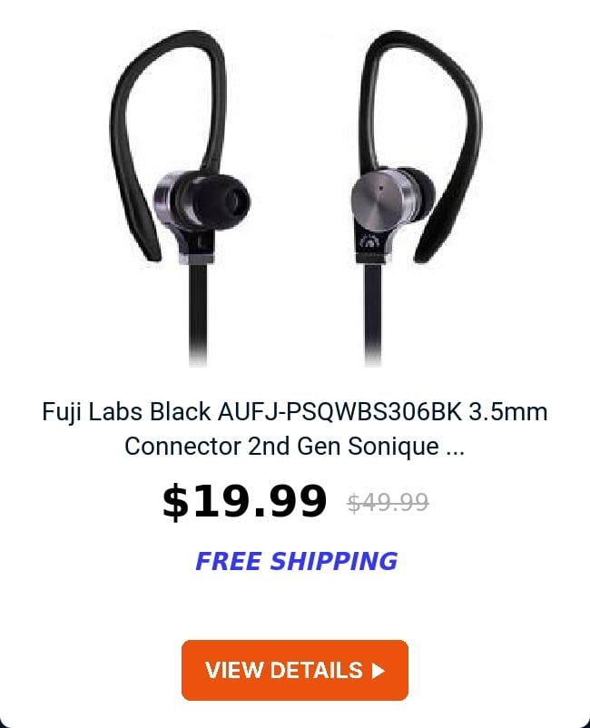 Fuji Labs Black AUFJ-PSQWBS306BK 3.5mm Connector 2nd Gen Sonique ...