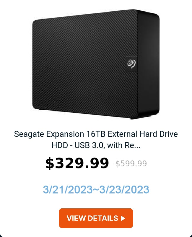 Seagate Expansion 16TB External Hard Drive HDD - USB 3.0, with Re...