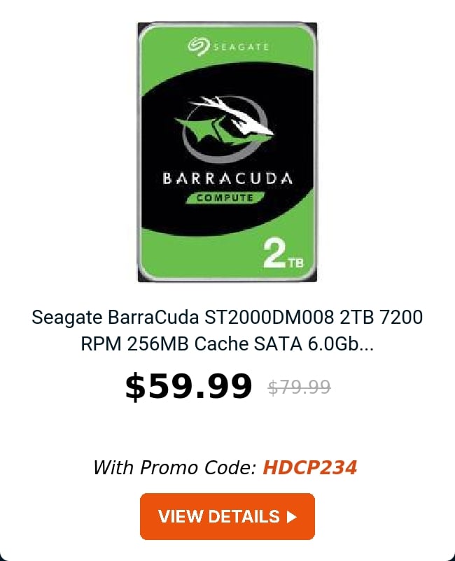 Seagate BarraCuda ST2000DM008 2TB 7200 RPM 256MB Cache SATA 6.0Gb...