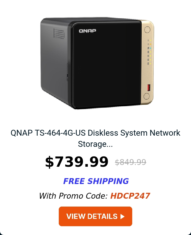 QNAP TS-464-4G-US Diskless System Network Storage...