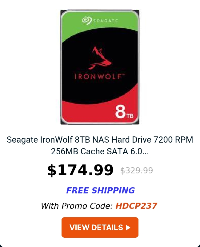 Seagate IronWolf 8TB NAS Hard Drive 7200 RPM 256MB Cache SATA 6.0...