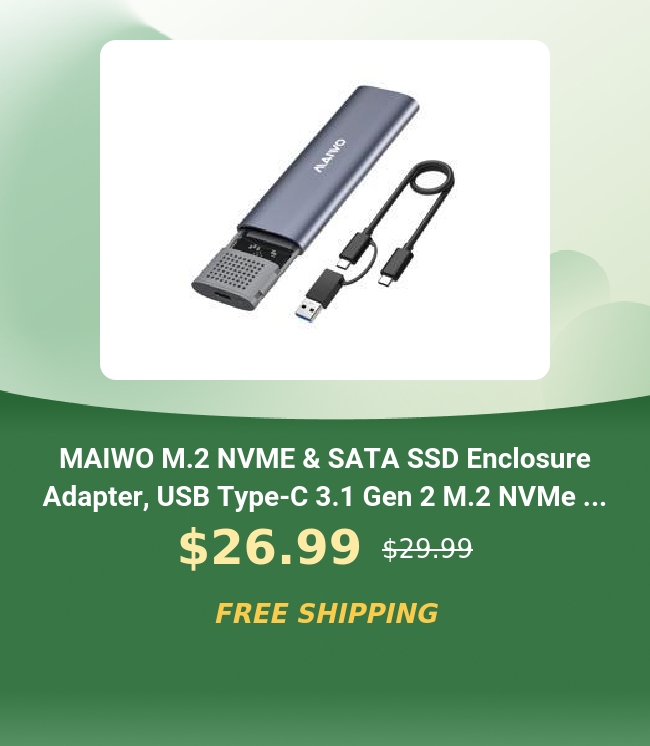 MAIWO M.2 NVME SATA SSD Enclosure Adapter, USB Type-C 3.1 Gen 2 M.2 NVMe ... $26.99 s2099 