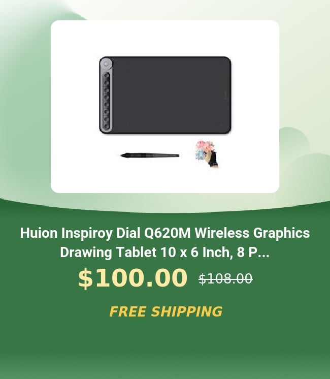  Huion Inspiroy Dial Q620M Wireless Graphics Drawing Tablet 10 x 6 Inch, 8 P... $100.00 s30860 