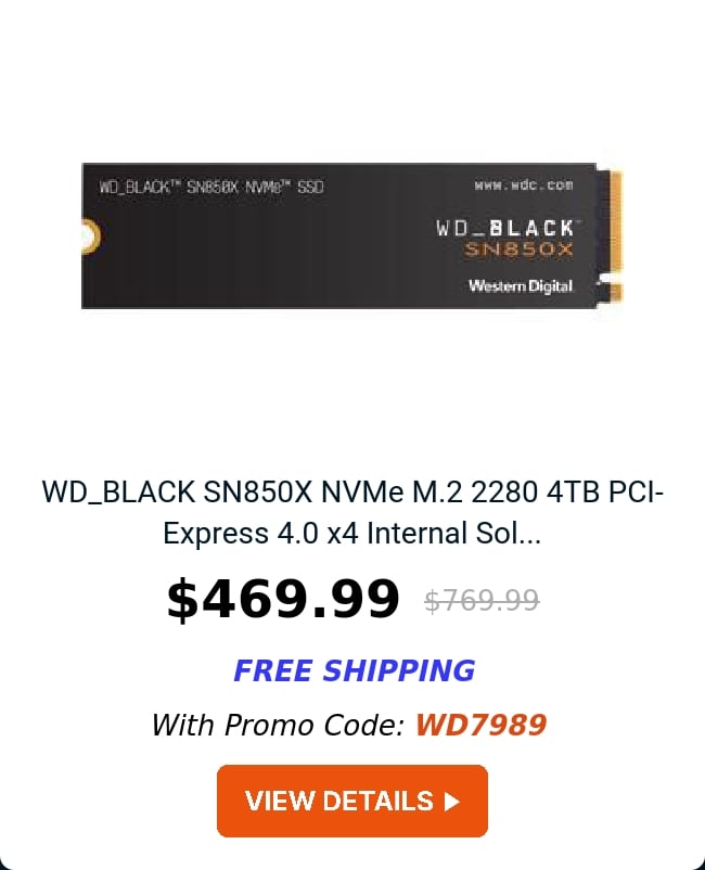 WD_BLACK SN850X NVMe M.2 2280 4TB PCI-Express 4.0 x4 Internal Sol...