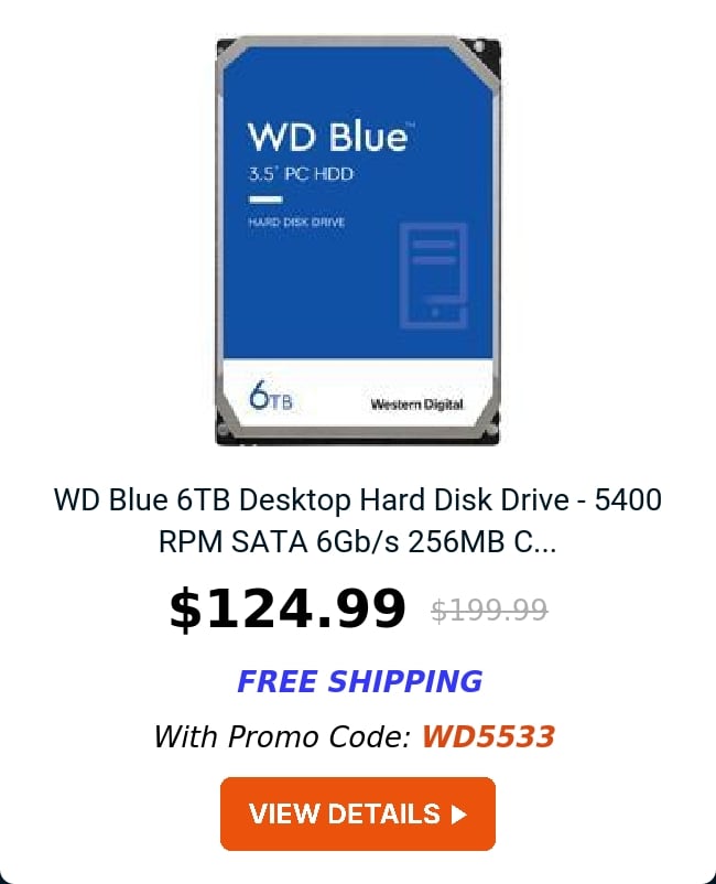 WD Blue 6TB Desktop Hard Disk Drive - 5400 RPM SATA 6Gb/s 256MB C...