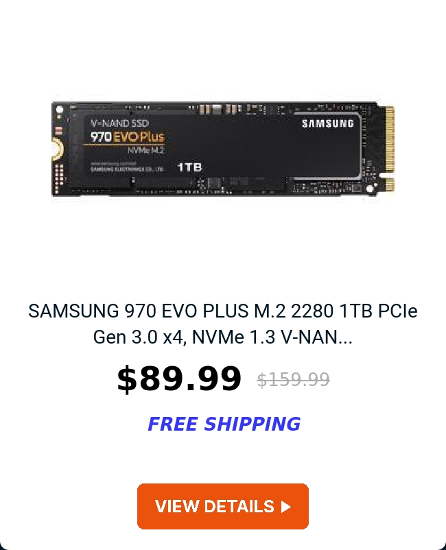 SAMSUNG 970 EVO PLUS M.2 2280 1TB PCIe Gen 3.0 x4, NVMe 1.3 V-NAN...