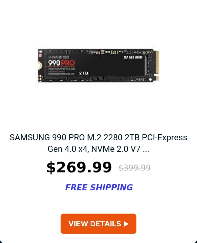 SAMSUNG 990 PRO M.2 2280 2TB PCI-Express Gen 4.0 x4, NVMe 2.0 V7 ...