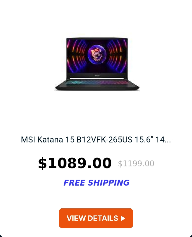 MSI Katana 15 B12VFK-265US 15.6