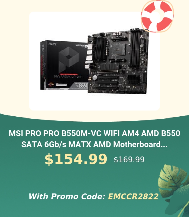 MSI PRO PRO B550M-VC WIFI AM4 AMD B550 SATA 6Gb/s MATX AMD Motherboard