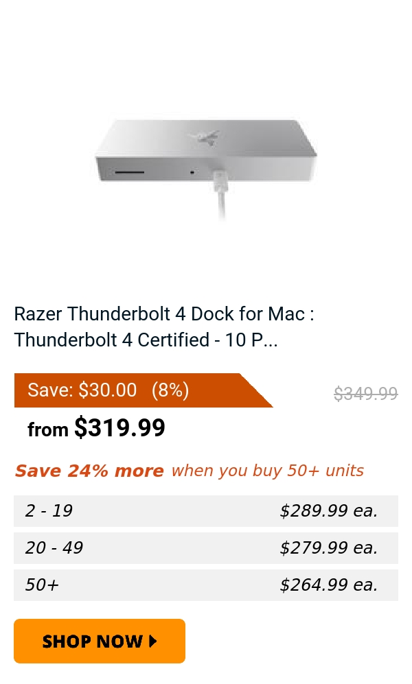 Razer Thunderbolt 4 Dock for Mac : Thunderbolt 4 Certified - 10 P...