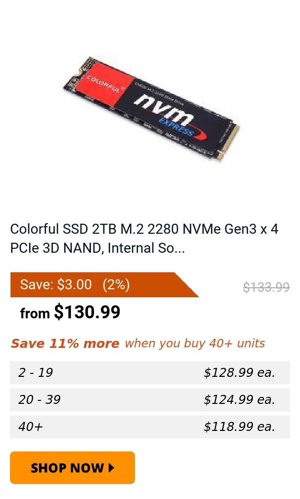 Colorful SSD 2TB M.2 2280 NVMe Gen3 x 4 PCIe 3D NAND, Internal So...