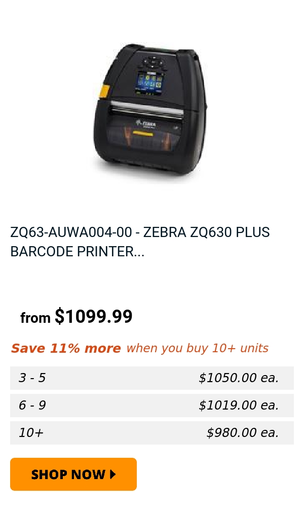 ZQ63-AUWA004-00 - ZEBRA ZQ630 PLUS BARCODE PRINTER...