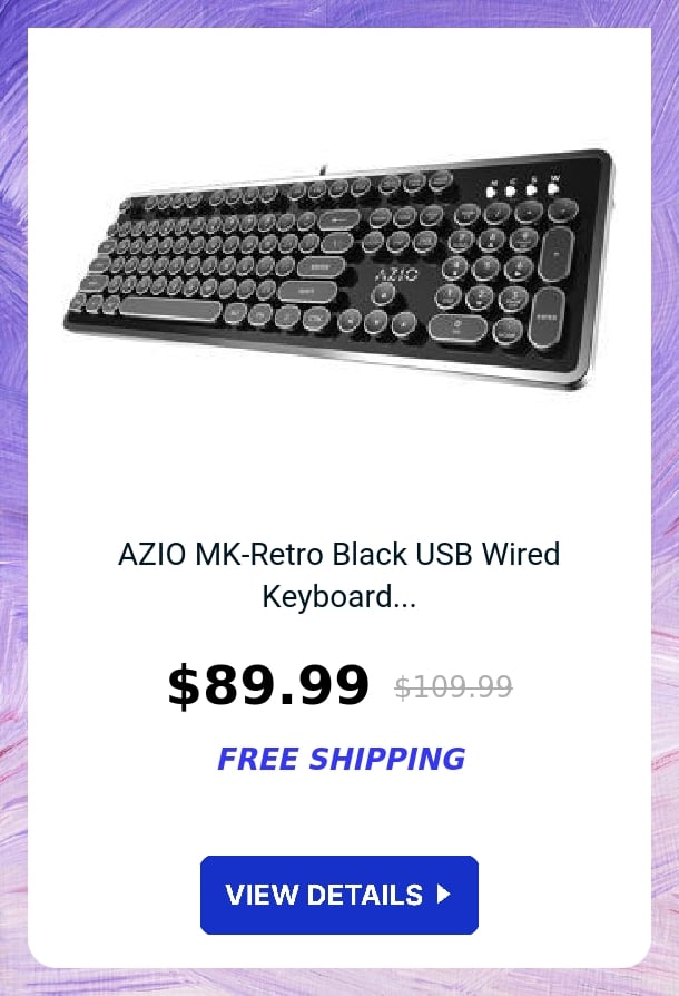 AZIO MK-Retro Black USB Wired Keyboard...