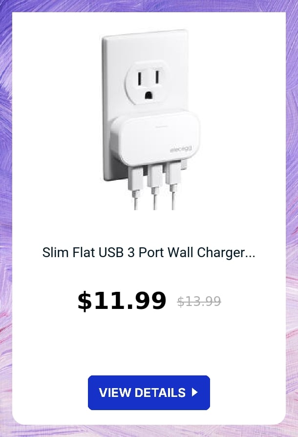 Slim Flat USB 3 Port Wall Charger...