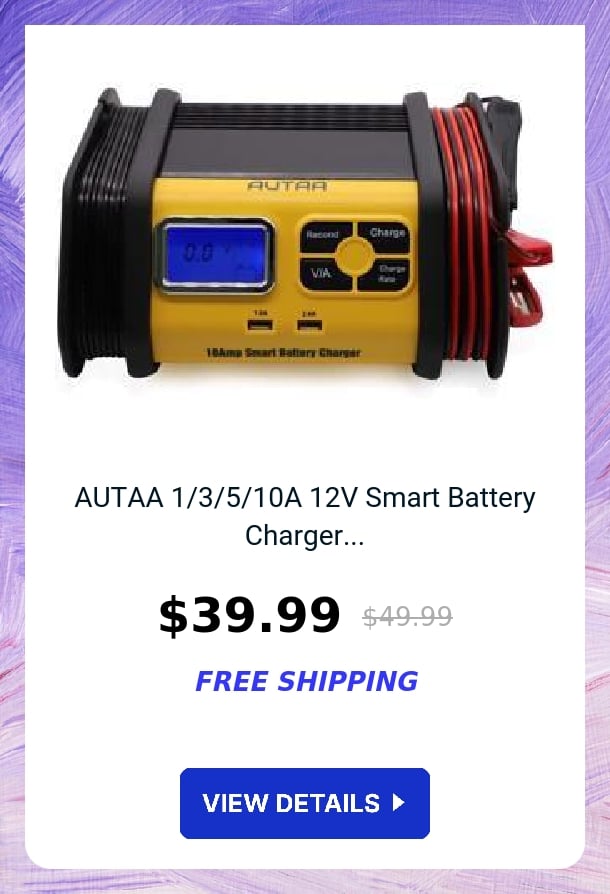 AUTAA 1/3/5/10A 12V Smart Battery Charger...