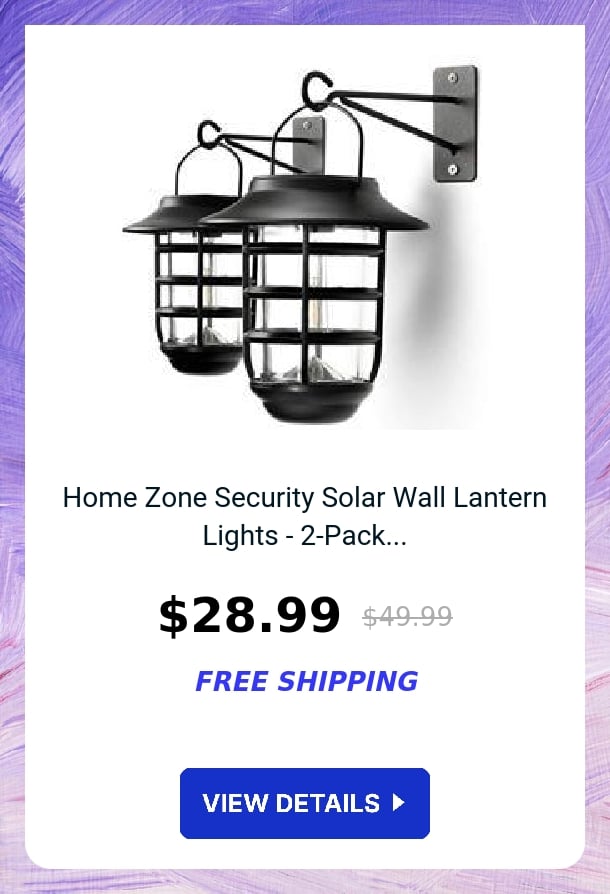 Home Zone Security Solar Wall Lantern Lights - 2-Pack...