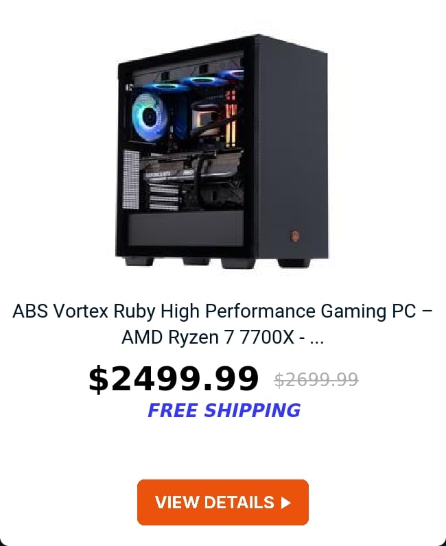 ABS Vortex Ruby High Performance Gaming PC – AMD Ryzen 7 7700X - ...