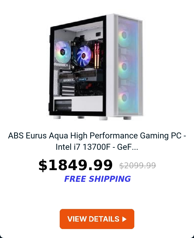 ABS Eurus Aqua High Performance Gaming PC - Intel i7 13700F - GeF...