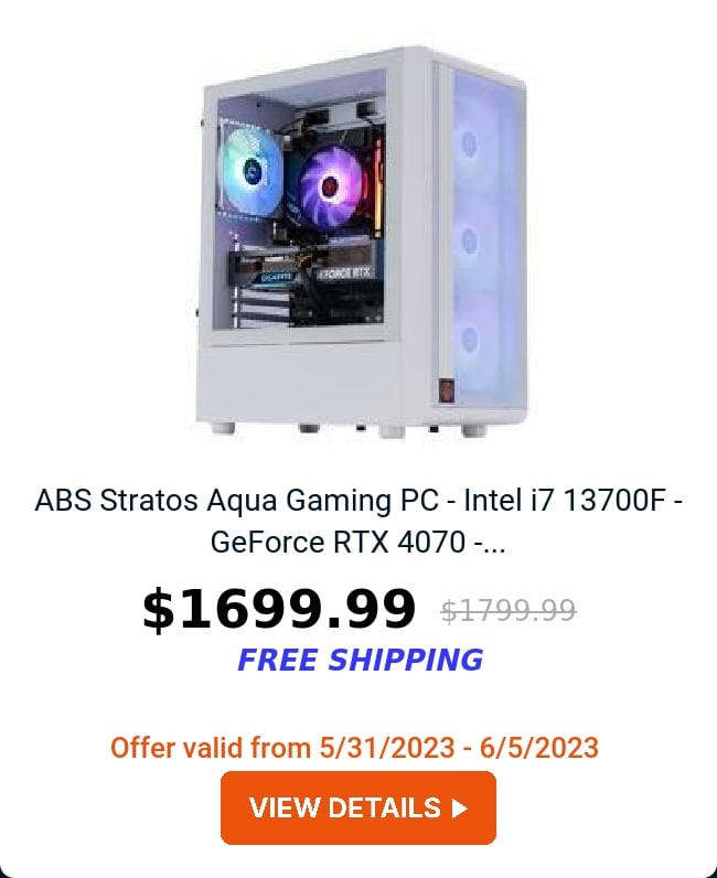 ABS Stratos Aqua Gaming PC - Intel i7 13700F - GeForce RTX 4070 -...