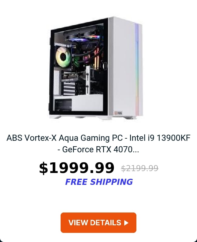 ABS Vortex-X Aqua Gaming PC - Intel i9 13900KF - GeForce RTX 4070...