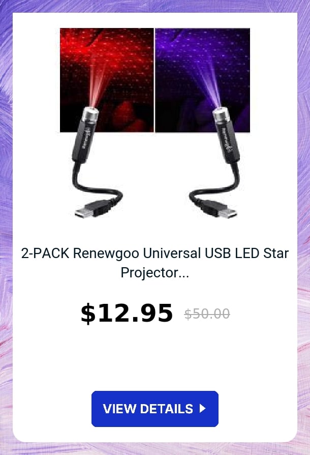 2-PACK Renewgoo Universal USB LED Star Projector...