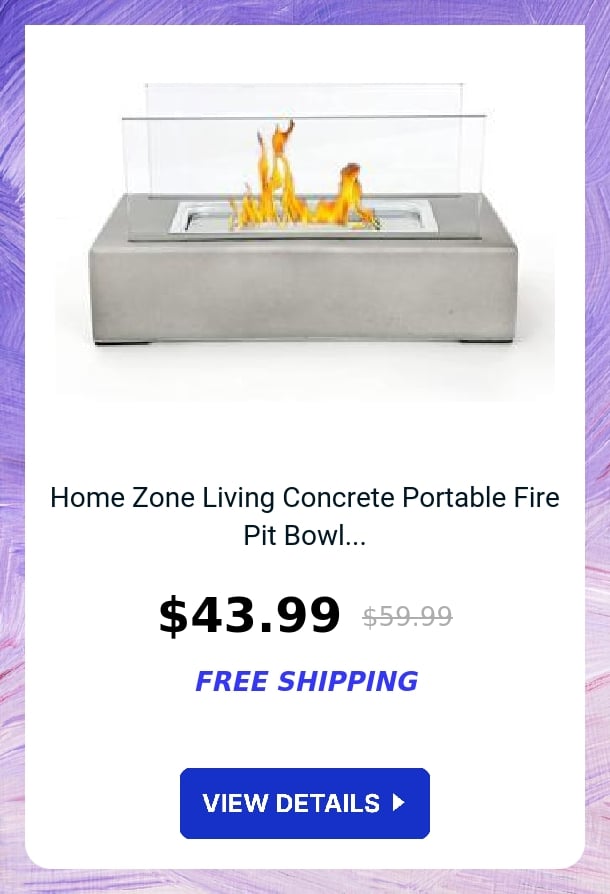 Home Zone Living Concrete Portable Fire Pit Bowl...