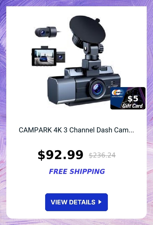 CAMPARK 4K 3 Channel Dash Cam...