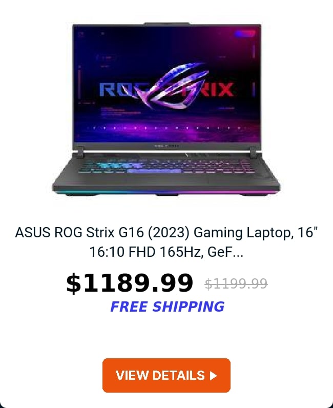  ASUS ROG Strix G16 (2023) Gaming Laptop, 16” 16:10 FHD