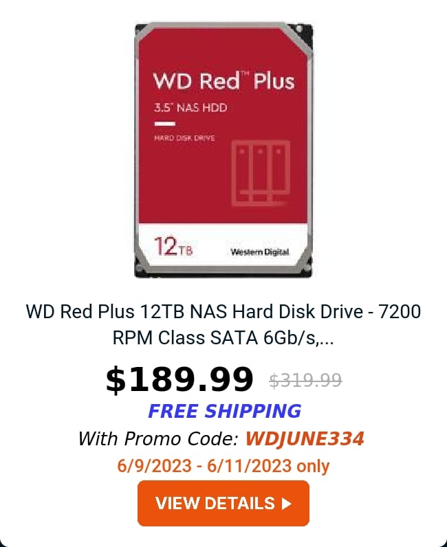 WD Red Plus 12TB NAS Hard Disk Drive - 7200 RPM Class SATA 6Gb/s,...