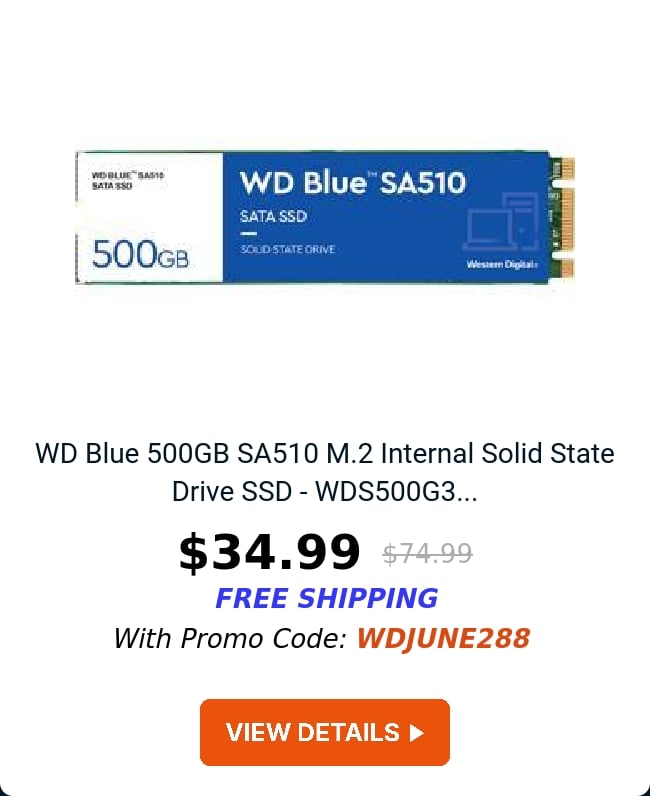 WD Blue 500GB SA510 M.2 Internal Solid State Drive SSD - WDS500G3...