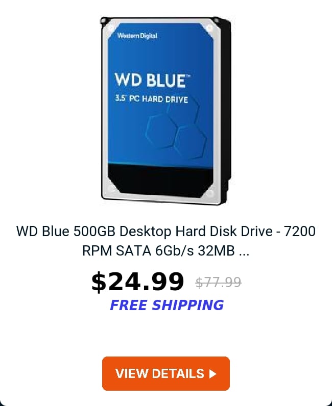 WD Blue 500GB Desktop Hard Disk Drive - 7200 RPM SATA 6Gb/s 32MB ...