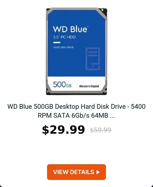 WD Blue 500GB Desktop Hard Disk Drive - 5400 RPM SATA 6Gb/s 64MB ...