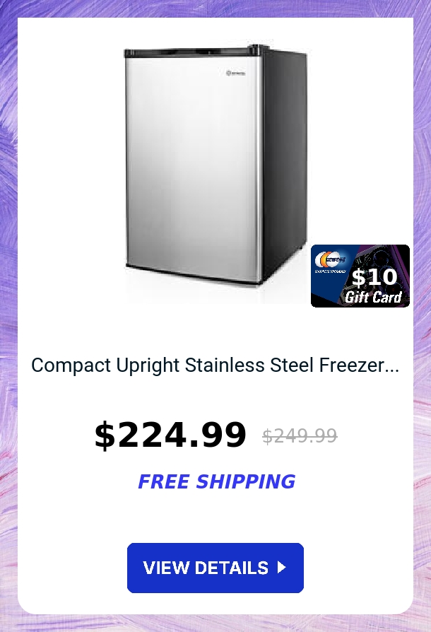 Compact Upright Stainless Steel Freezer...