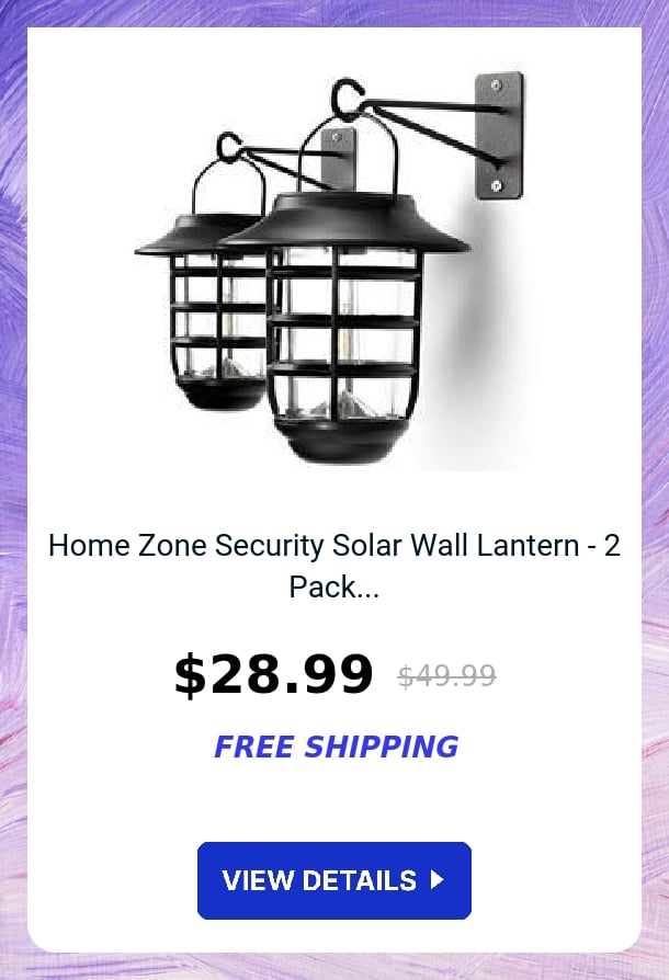 Home Zone Security Solar Wall Lantern - 2 Pack...