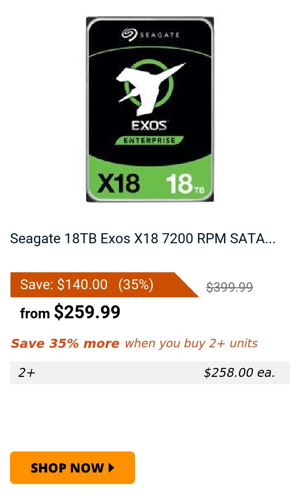 Seagate 18TB Exos X18 7200 RPM SATA...