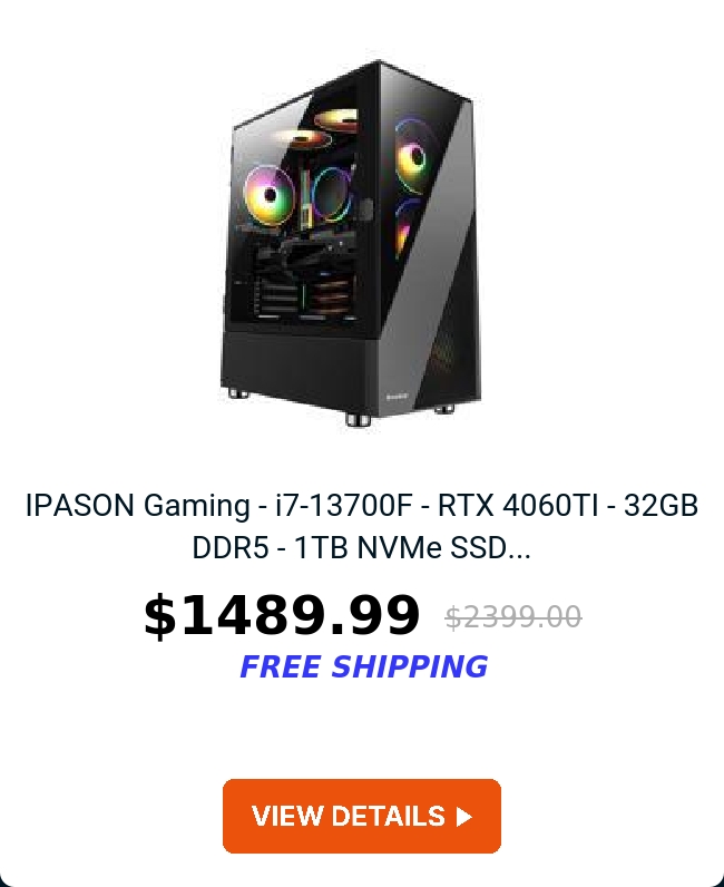 IPASON Gaming - i7-13700F - RTX 4060TI - 32GB DDR5 - 1TB NVMe SSD...