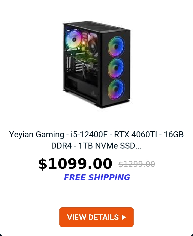 Yeyian Gaming - i5-12400F - RTX 4060TI - 16GB DDR4 - 1TB NVMe SSD...