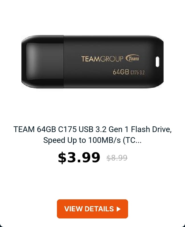 TEAM 64GB C175 USB 3.2 Gen 1 Flash Drive, Speed Up to 100MB/s (TC...