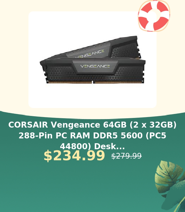 CORSAIR Vengeance 64GB (2 x 32GB) 288-Pin PC RAM DDR5 5600 (PC5