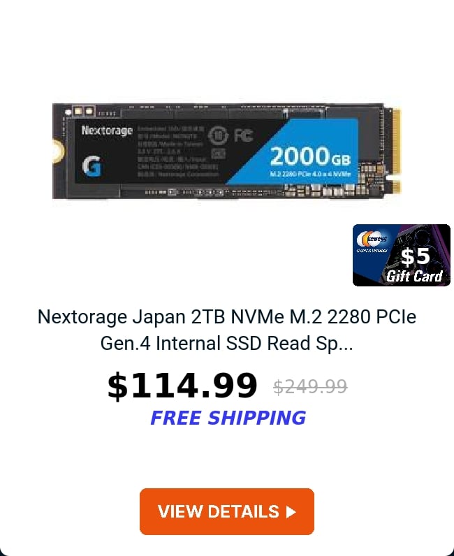 Nextorage Japan 2TB NVMe M.2 2280 PCIe Gen.4 Internal SSD Read Sp...