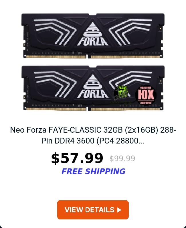 Neo Forza FAYE-CLASSIC 32GB (2x16GB) 288-Pin DDR4 3600 (PC4 28800...