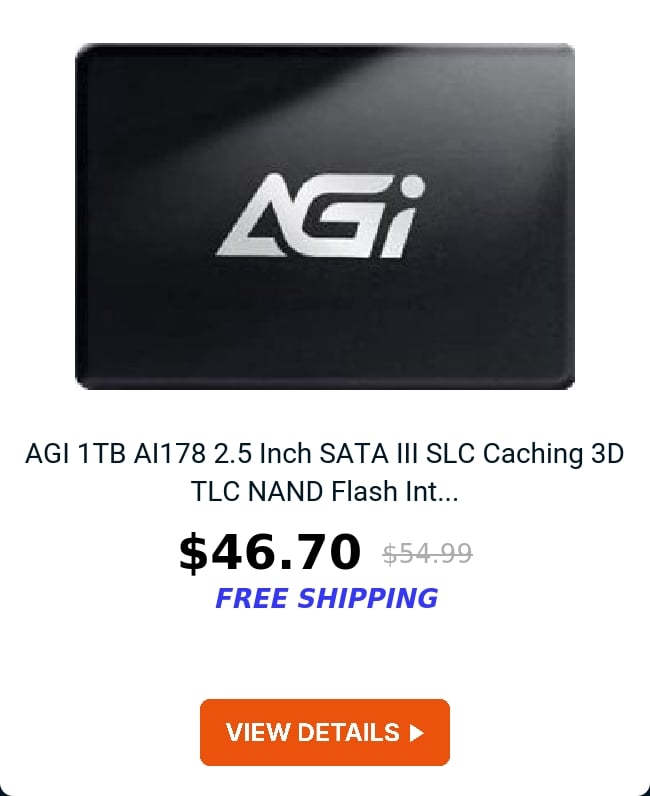 AGI 1TB AI178 2.5 Inch SATA III SLC Caching 3D TLC NAND Flash Int...