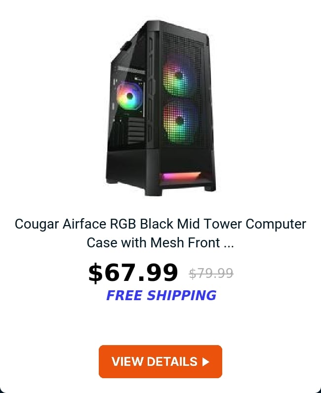 Cougar Airface RGB Black Mid Tower Computer Case with Mesh Front ...