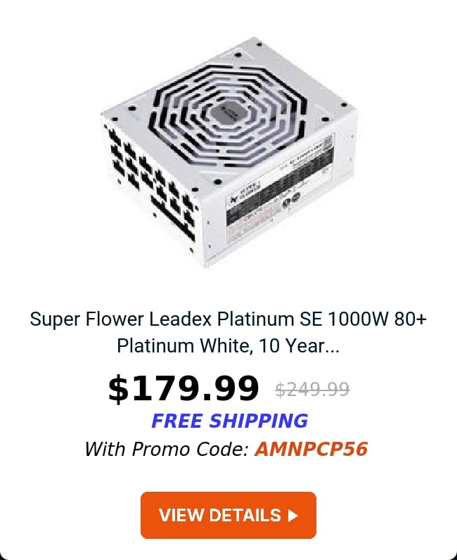 Super Flower Leadex Platinum SE 1000W 80+ Platinum White, 10 Year...